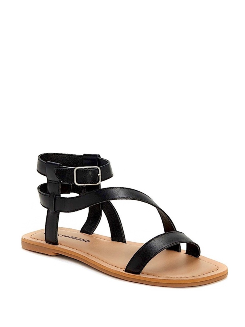 Lucky Brand Black Strappy Ankle Buckle Sandals - Picture 2 of 8